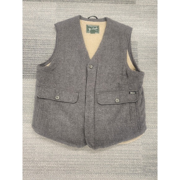 Woolrich Other - Woolrich Mens‎ Sherpa Lined Vest Dark Gray Full Zip Pockets Size L Barn Core Vtg